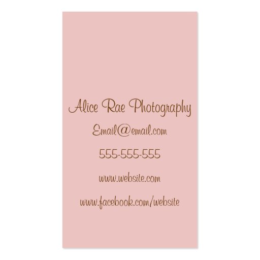 Pin up Photographer Profile Cards Business Card (back side)