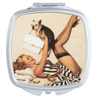 Pin Up Puppy Love Mirror Compact Mirrors