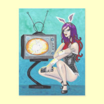 Pin Up rabbit lady with TV Sci Fi Fantasy postcard postcards