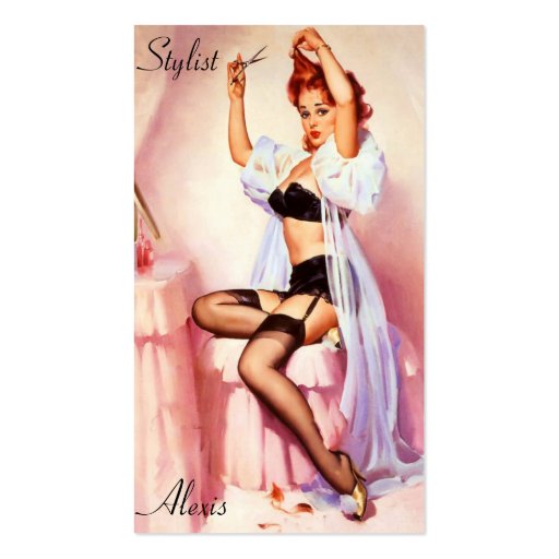 Pin up Stylist Profile Cards Business Card (front side)