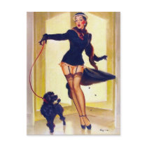 Pin-Up with Poodle Post Card
