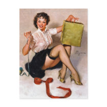 Pin-Up Wrapping Present Postcards