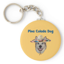 Pina Colada Beach Dog Keychain