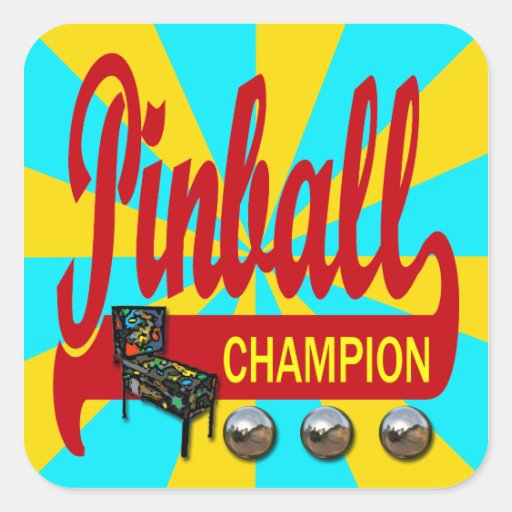 Pinball Champion Square Sticker Zazzle