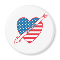 Pinball Patriot Heart Refrigerator Magnet