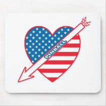 Pinball Patriot Heart Mouse Pads