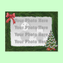 Pine Border Christmas Photo Postcard