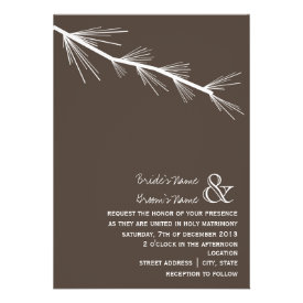 Pine Bough Brown Wedding Invitation