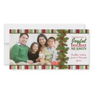 Pine Boughs & Berries Holiday Photo Card photocard