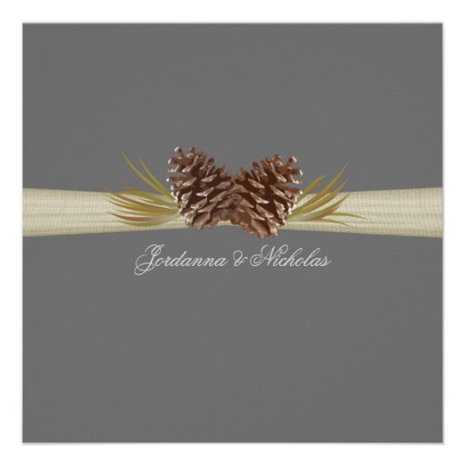Pine cone and Burlap Look Bridal Shower Personalized Invitation