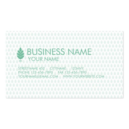 PINE CONE BUSINESS CARD PASTEL TURQUOISE (back side)