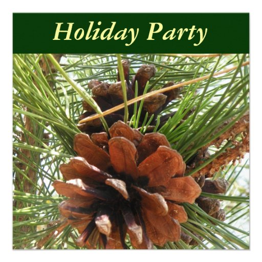 Pine Cone Holiday Party Invitation