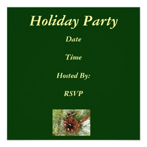 Pine Cone Holiday Party Invitation