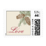 Pine Cone Nature on Cream Wedding Love Postage