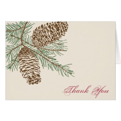 Pine Cone Nature on Cream Wedding Thank You card