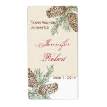 Pine Cone Nature on Cream Wedding Wine Label