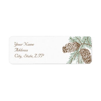 Pine Cone Nature on White Wedding Return Address Labels