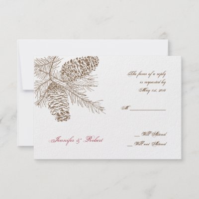 Pine Cone Nature Wedding Response Card Personalized Announcement