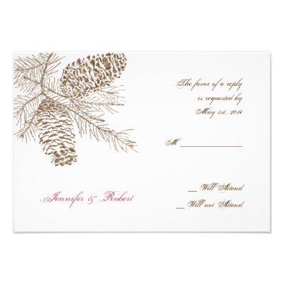 Pine Cone Nature Wedding Response Card Personalized Announcement