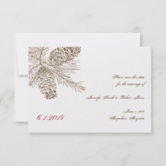 Pine Cone Nature Wedding Save the Date Announcements