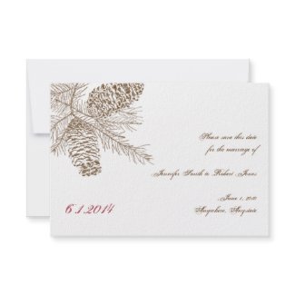 Pine Cone Nature Wedding Save the Date Announcements