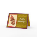 Pine cone with bow and elegant swirls cards