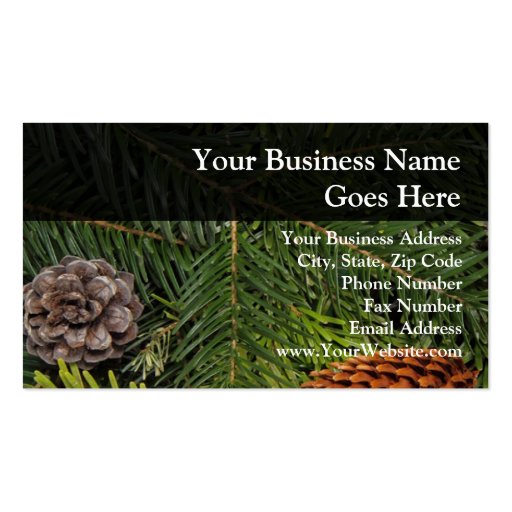Pine Cones and Branches Business Card Templates (front side)