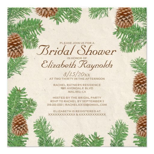 Pine Cones Bridal Shower Invitations