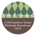 Pine green argyle custom Christmas address label sticker
