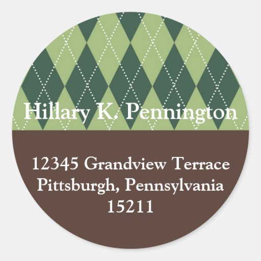 Pine green argyle custom Christmas address label Stickers