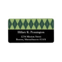 Pine green argyle custom Christmas holiday label label