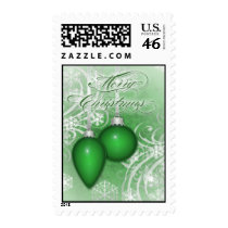 Pine Green Frosted Flourishes Winter Postage Stamp