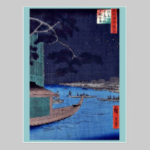 Pine of success,Asakusa River by Andō,Hiroshige postcards