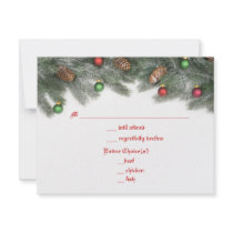 Pine Ornament Christmas Wedding Response Cards invitations
