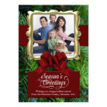 Pine/Red/Gold Frame Photo Holiday Card invitations