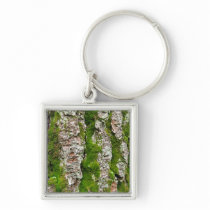 Pine Tree Bark With Moss keychains