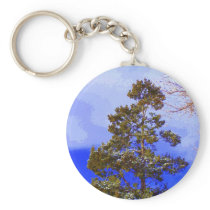 Pine with Pixelated Sky keychain
