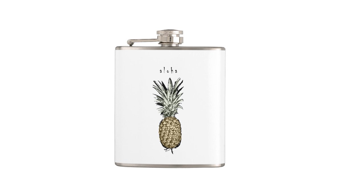 Pineapple Aloha good luck flask Zazzle