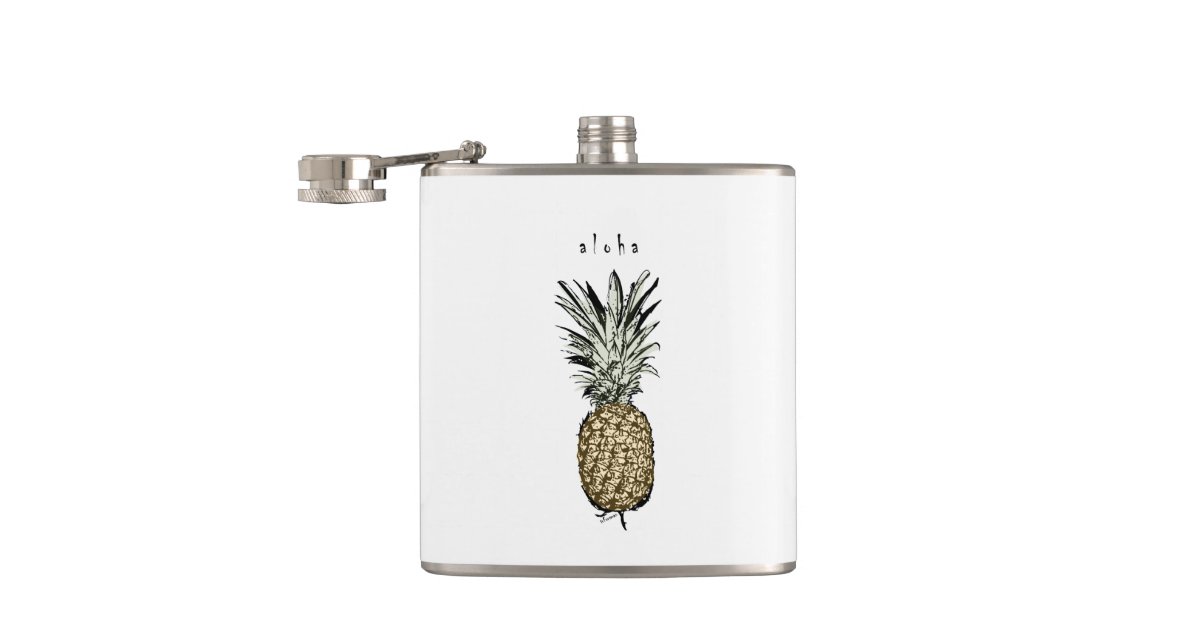 Pineapple Aloha good luck flask Zazzle