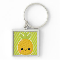 Pineapple on Green Stripes Key Chains