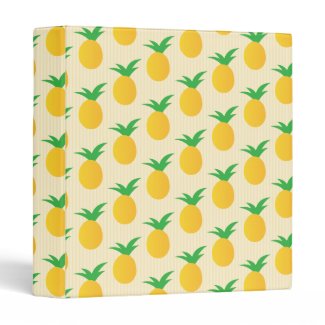 Pineapple Pattern Yellow Green Vinyl Binder