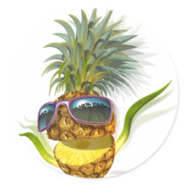 pineapple round sticker