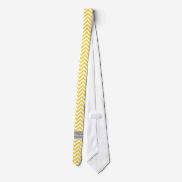 Pineapple White LG Chevron Dk Gray Name Monogram Tie 3/3