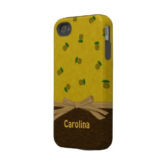 Pineapples and Bow Yellow Tropical Custom Cases