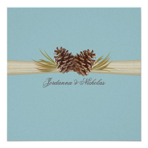 Pinecone and Burlap Look Bridal Shower Custom Invites