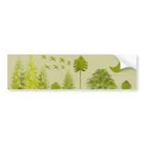 Pines with Moon-Customize Change BackGround Color Bumper Sticker