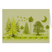 Pines with Moon-Customize Change BackGround Color Card