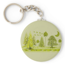 Pines with Moon-Customize Change BackGround Color Key Chain