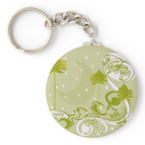 Pines with Moon-Customize Change BackGround Color Keychains