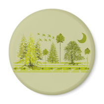 Pines with Moon-Customize Change BackGround Color Refrigerator Magnet